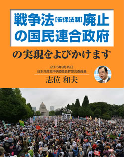 戦争法（安保法制）廃止の国民連合政府の実現を呼びかけます。　チラシ